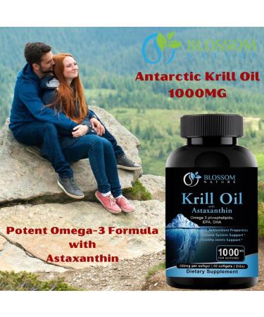  Antarctic Krill Oil 1000mg Softgels with Astaxanthin Omega-3 EPA & DHA Supplement for Heart Brain and Joint Health in Form of Phospholipids 60 Vanilla-Flavored Softgels 1000mg Vanilla Flavor - Buy Online on GoSupps.com