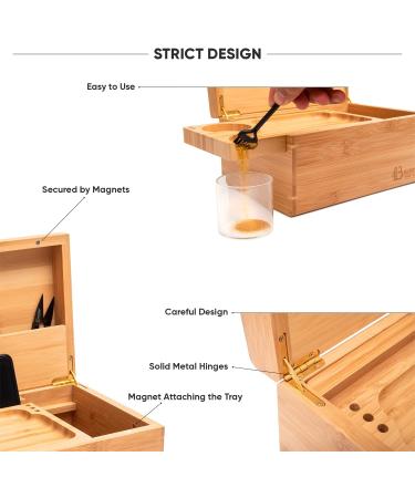 BlueBus GENESIS Bamboo Rolling Tray Bundle with Stash Box, 3 Airtight Jars, and Accessories (Black) - Buy Online on GoSupps.com