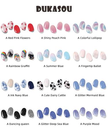 Buy Semi Cured Gel Nail Strips - 28 Pcs UV Gel Stickers Long Lasting Salon Quality Summer Blue | International Shipping - Buy Online on GoSupps.com