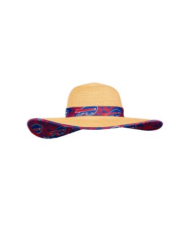 FOCO Women's NFL Team Logo Ladies Floral Straw Sun Hat Buffalo Bills One Size Team Logo