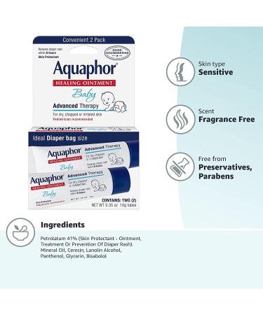 Aquaphor Baby Healing Ointment | 2 Tubes (0.35 oz Each) - Skin Protection & Soothing - Buy Online on GoSupps.com