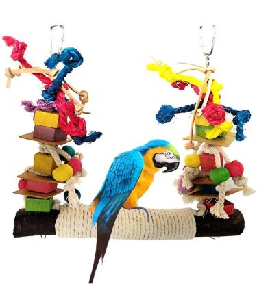HPiano Parrot Toys - Natural Wood Bird Swings & Chewing Accessories for Parrots | Colorful Hanging Toys - Buy Online on GoSupps.com