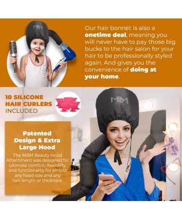 Adjustable Soft Hooded Hair Dryer Bonnet with 10 Silicone Curlers - Perfect for Drying, Styling, and Deep Conditioning - Fits All Head Sizes - Buy Online on GoSupps.com