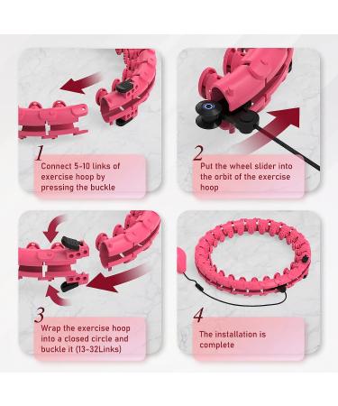 Slim Down with JKSHMYT Smart Weighted Hula Circle Hoop - 4lb Fitness Hoop for Plus Size Women, 60 inch Waist - Pink - Buy Online on GoSupps.com