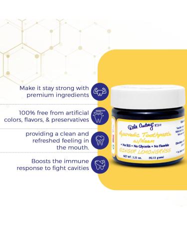 Buy Ayurvedic Mineralizing Toothpaste for Sensitive Teeth | Organic Ginger Lemongrass Flavor | Natural Vegan Teeth Whitening & Fresh Breath (3.25 Oz - Buy Online on GoSupps.com
