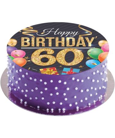 Dekora Happy 60 Birthday Wafer Disc for Cake Edible Cake Topper for Birthday Cake Round 20 CM - Buy Online on GoSupps.com