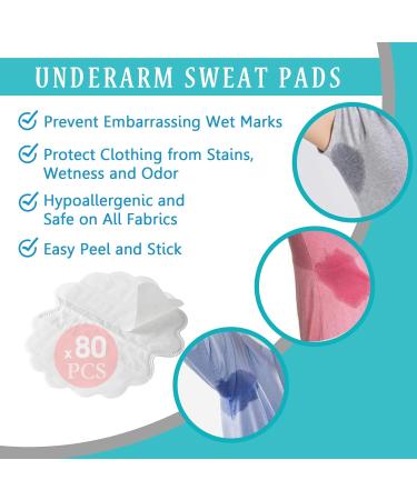 80PCS Disposable Underarm Sweat Pads - Antiperspirant Armpit Shields for Men and Women - Perspiration Patches for Clean Underarms and Garments - Flower Design - Buy Online on GoSupps.com
