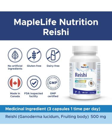 MapleLife Reishi Mushroom 500mg 90 Capsules Nature Antioxidant that Helps Increase Energy and Support Immune Health - Buy Online on GoSupps.com