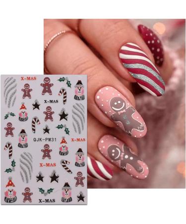 JMEOWIO 10 Sheets Glitter Christmas Nail Art Stickers Decals Self-Adhesive Snowflake Winter Holiday Cute Red Santa Nail Supplies Nail Art Design Decoration Accessories - Buy Online on GoSupps.com