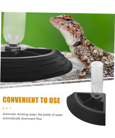 Happyyami Turtle Drinker Reptile Water Dish Bowl Reptile Water Dispenser Pet Water Feeder Reptisoil Plastic 17X17X3.5CM Black - Buy Online on GoSupps.com