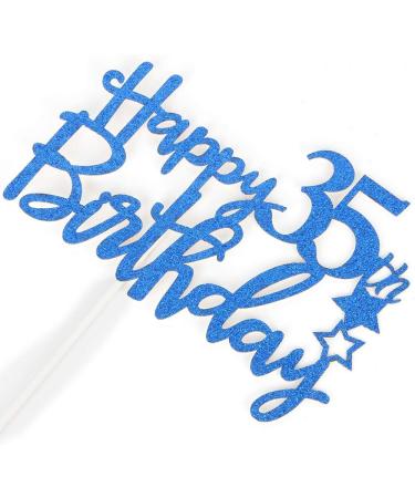 Tenhaisi Glittery Navy Blue Happy 35th Birthday Cake Topper Cake Topper for 35th Birthday Fabulous 35th Birthday Decoration - Buy Online on GoSupps.com