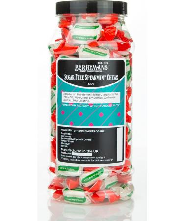 Original Sugar Free Spearmint Chews Retro Sweets Gift Jar by Berrymans Sweet Shop - Classic Sweets Traditional Taste. - Buy Online on GoSupps.com