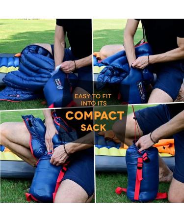 ZOOOBELIVES Ultralight 650 Fill Power Down Sleeping Bag - 27oz Compact Envelope Bag for Backpacking, Camping & Hiking | Alplive T400 Navy - Buy Online on GoSupps.com