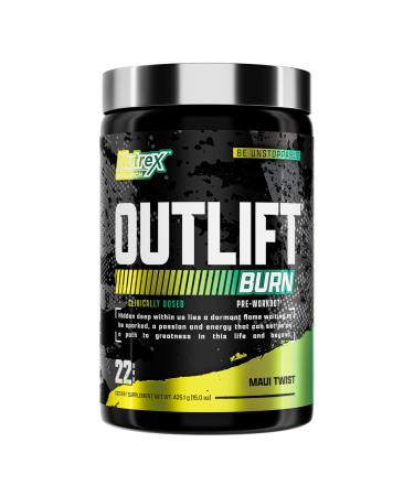 Nutrex Outlift Burn Pre-Workout Supplement for Energy Focus & Endurance | Metabolyte L-Citrulline Beta-Alanine & Caffeine | Thermogenic Formula for Performance (22 Servings Maui Twist) Maui Twist 14.72 Ounce (Pack of 1)