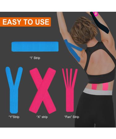 PRO Synthetic Kinesiology Tape Precut 60 Precut Strips Waterproof Sports & Athletic tape for Athletes - Physio Elastic Sports Tape Pain Relief Adhesive for Muscles Shin Splints Ankle Neck Knee & Shoulder (Mix) Pro-mix - Buy Online on GoSupps.com