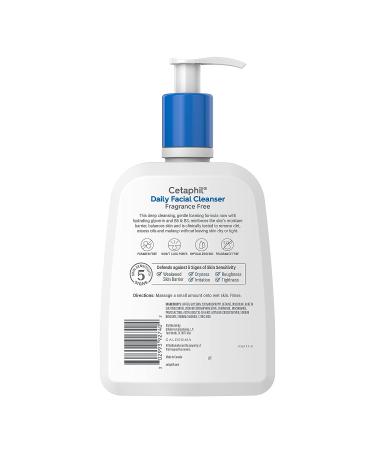 Cetaphil Daily Facial Cleanser for Sensitive & Oily Skin 16oz - Fragrance-Free & Hypoallergenic - Buy Online on GoSupps.com