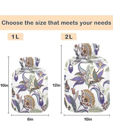 Naanle Hot Water Bottle with Paisley Flower Cover - 2L Transparent Heat Bottle for Back Pain Relief Hand/Foot Warmer Neck Warmth & Cold Therapy - International Shipping Available - Buy Online on GoSupps.com