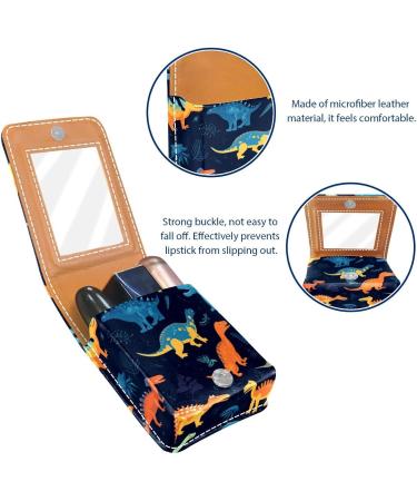 Travel Lipstick Organizer Case | Portable Makeup Bag with Mirror | Cartoon Colored Dinosaurs Design - Shop Now - Buy Online on GoSupps.com