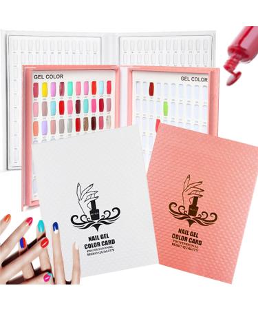 SUQ 2pcs Nail Display Books 216+120 Colors Nail Display Chart Professional Salon Nail Color Swatches Practice Card Design Board for DIY Nail Polish/Color Card Board/Nail Salon (Nails not included)