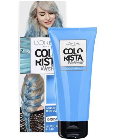 L'Oreal Paris Colorista Washout Ocean Blue Neon Semi-Permanent Hair Dye 80ml Ocean Blue Neon 80 ml (Pack of 1)