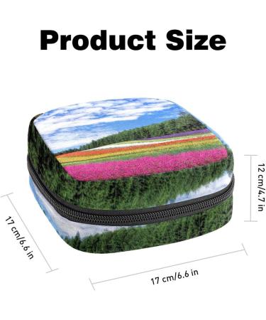 Flower Field Rainbow Portable Menstrual Cup Bag with Zipper - Ideal for Teens & Women | Stylish & Functional Storage - Buy Online on GoSupps.com