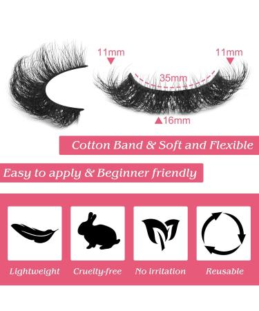 D Curl Fluffy Wispy Mink False Eyelashes - Natural Look Russian Strip Lashes - 14 Pairs (16mm) - Short Fake Eye Lashes for Dramatic Volume - Buy Online on GoSupps.com