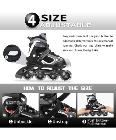 MonSports Adjustable Inline Skates for Kids - Red/Black/Blue - Light-up Wheels - Size L (US 5-8) - Buy Online on GoSupps.com