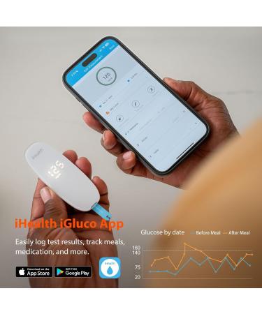 iHealth Gluco+ Wireless Smart Blood Glucose Monitor Kit | Portable Diabetes Testing with App 100 Strips & Lancets | Home Use BG5S100 - Buy Online on GoSupps.com