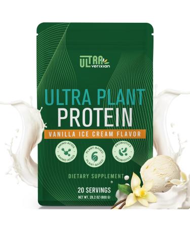 30g Plant-Based Protein Powder 5-in-1 Vegan Protein Powder Vanilla 0g Sugar with 20 Billion CFU Probiotics BCAA Vitamins and Minerals Digestive Support Keto-Friendly Low Carb 20 Servings 1.76 Pound (Pack of 1)
