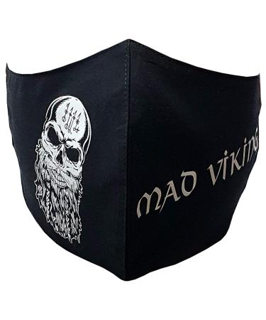 Mouth-Nose-Mask Mad Viking Face Mask Odin Wotan Thor Black