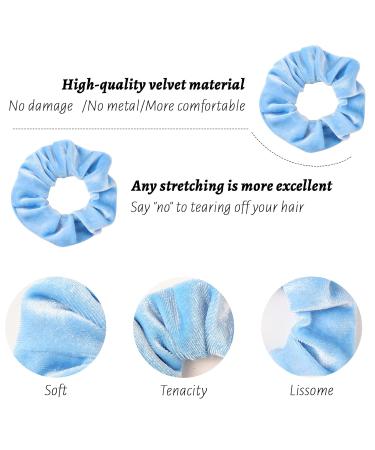 Araluky 12 Pack Blue Velvet Hair Scrunchies for Women - Elastic Thin Hair Bands - Satin Hair Ties - Bulk Hair Accessories - Buy Online on GoSupps.com