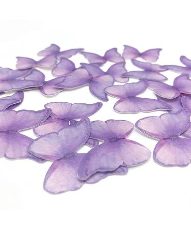 GEORLD 48 Purple Edible Wafer Paper Butterflies Cake Decorations Cupcake Topper - Buy Online on GoSupps.com