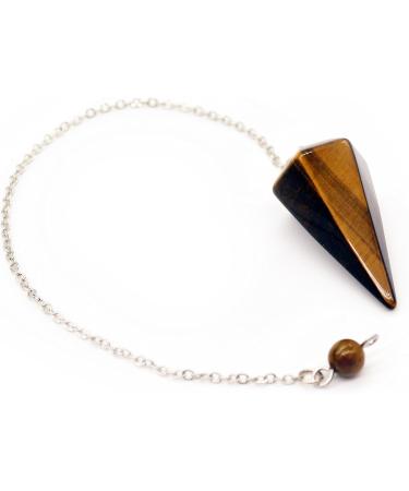 Natural Tiger's Eye Polar Jade Crystal Pendulum for Divination Chakra and Reiki - Includes Chain & Jewelry Bag | Premium Witchcraft Tool - Buy Online on GoSupps.com