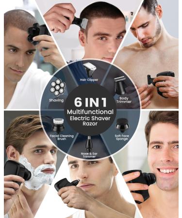 Head Shavers for Bald Men - 6-in-1 Electric Razor with LED Display & Waterproof Design - Rechargeable 7D Rotary Grooming Kit - Perfect for Dry/Wet Use - Buy Online on GoSupps.com