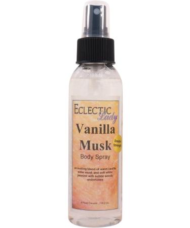 Vanilla Musk Body Spray (Double Strength) 4 ounces Body Mist for Women with Clean Light & Gentle Fragrance Long Lasting Perfume with Comforting Scent for Men & Women Cologne with Soft Subtle 4 Fluid Ounces (Double Strength)