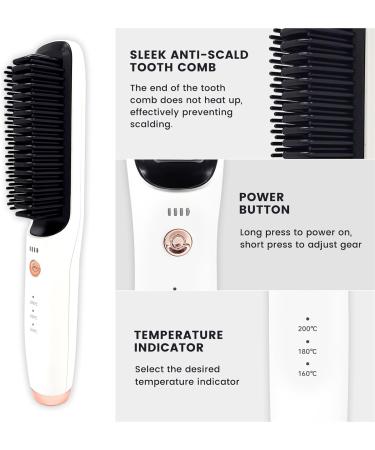 Buy Cordless Straightening Brush for Travel - USB-C Rechargeable Anti-Scald Hot Comb for Women s Hair (Bright White) | International Shipping Available - Buy Online on GoSupps.com