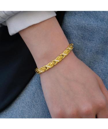 Magnetrx Ultra-Strong Magnetic Tape for Women - Adjustable Gold Bracelet with Crystal & Size Tool | Double Magnet Stainless Steel - Buy Online on GoSupps.com