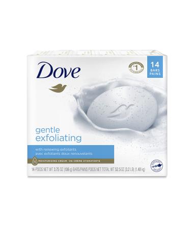 Dove Beauty Bar More Moisturizing Than Bar Soap Gentle Exfoliating With Mild Cleanser For Softer And Smoother Skin 3.75 oz Pack of 14