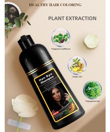 Natural Plant Extract Formula - Hair Dye Shampoo Hassle-free 30-Minute Hair Coloring He Shou Wu Ce Bai Ye & Ginger Infused Nourishing Hair Dye with Fragrant Aroma (Dark Brown 500ml) Dark Brown 1 count (Pack of 1) - Buy Online on GoSupps.com