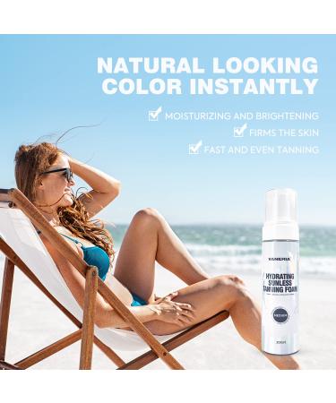 VANERIA Natural Self Tanner Mousse 200ml (Medium) - Vegan, Cruelty-Free, Quick Tan, Hydrating Formula - Instant Sunless Tanning Mousse for a Brown Fake Tan - Buy Online on GoSupps.com
