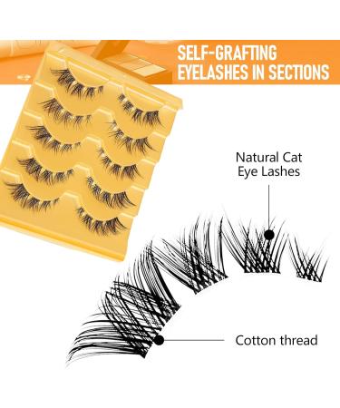 Self-Adhesive Eyelashes 5 Pairs Anime Lashes Natural Doll Eye Fluffy Wispy Faux Mink Manga Lashes Cosplay - Buy Online on GoSupps.com