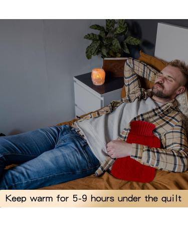2L Hot Water Bottle with Elegant Knitted Cover - Pain Relief for Neck, Back, Feet - UK - Buy Online on GoSupps.com
