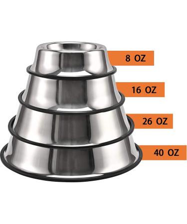 2-Pack Stainless Steel Dog Bowls with Anti-Skid Base - Ideal for Small/Medium/Large Pets - 8oz Capacity - Non-Slip Pet Feeder and Water Dish for Dogs, Puppies, Cats, and Kittens - Buy Online on GoSupps.com