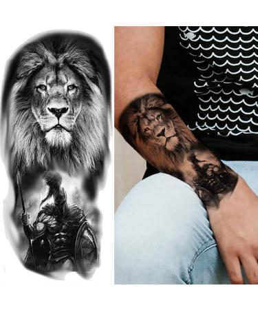 8 Sheets Realistic 3D Black Tribal Tiger Temporary Tattoos - Men/Women Pirate Lion Compass Clock Warrior Gladiator Fake Tattoo Stickers - Buy Online on GoSupps.com
