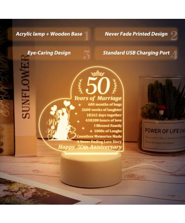 Buioata 50th Anniversary Night Light Gift for Couple - Golden Wedding & Parent's Anniversary - Buy Online on GoSupps.com