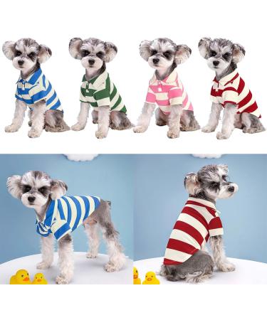 Fashionable Striped Polo Shirt for Small Dogs | Summer Puppy Costume | Breathable Blue T-Shirt for Bichon & French Bulldog | 4XL Large - Buy Online on GoSupps.com