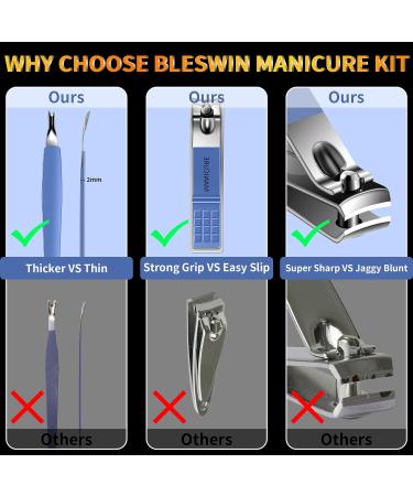 Manicure Set Nail Clipper Set 16 In 1Pedicure Manicure Kit Professional Pedicure Set Women Men Personal Nail Care Kit with Travel Case Blue - Buy Online on GoSupps.com