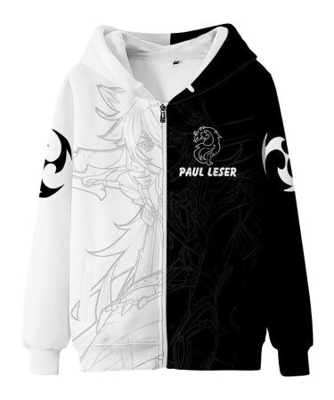 Game Genshin Impact Fischl Cosplay Zipper Hoodie Unisex 3D Printing Thicken Warm Sweatshirt for Fischl Fans L Razor