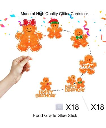 Gingerbread Theme Cupcake Topper Set 6 Styles 18 Pieces - Perfect for Boys and Girls Gingerbread Themed Parties Kids Baby Showers and Christmas Themed Parties Snowman Christmas Bubble Decorations -- 5 - Buy Online on GoSupps.com