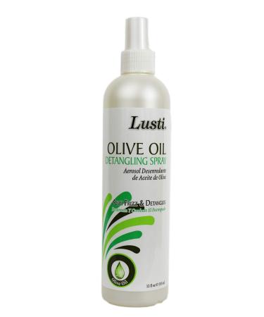 Lusti Olive Oil Detangling Spray 12 fl oz (2 Piece's Included) - Anti-Frizz - Strengthen Damaged Hair - Reducing Breakage - Enriched with Amino Proteins